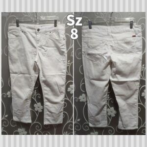WOMENS WHITE DENIM CAPRI PANTS SIZE 8